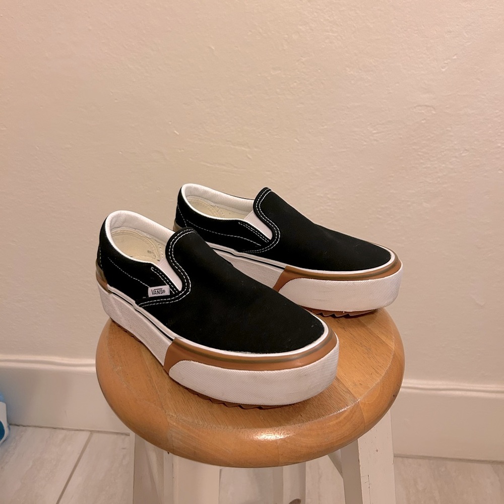 Vans platform slip on stacked shoe